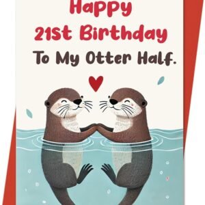 21st Birthday Card Gifts for Him Her | Cut Otter 21 Year Old Birthday Decorations for Boyfriend Girlfriend