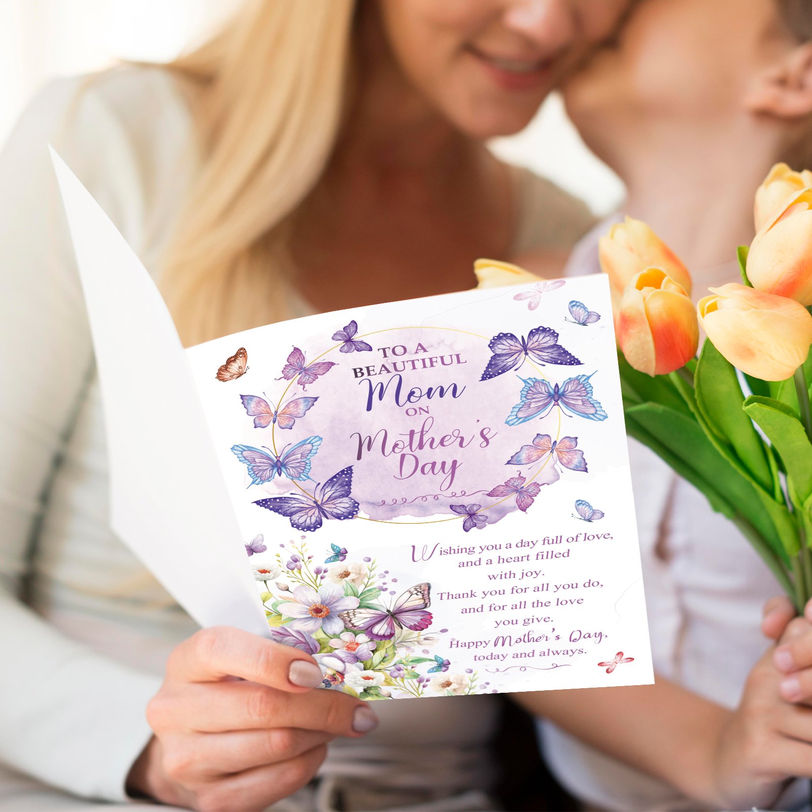 Mother's Day Card for Mom, Happy Mother's Day Mom Gift, Floral Butterfly Greeting Card for a Beautiful Mother - Image 7