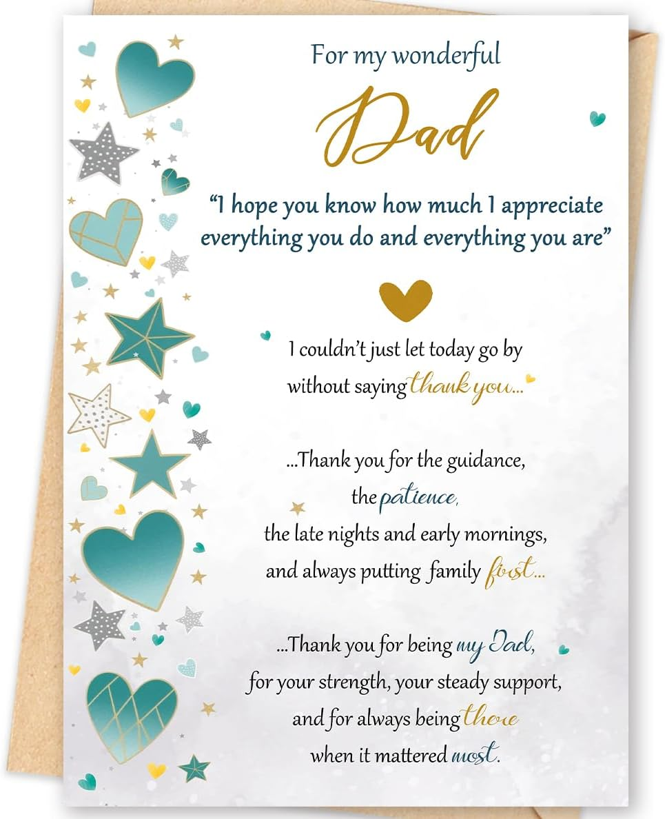 Missonemi Dad Birthday Card – Heartfelt Birthday Gifts Card for Dad from Son or Daughter, Emotional Thank You Message, Meaningful Birthday Greeting Card for Father
