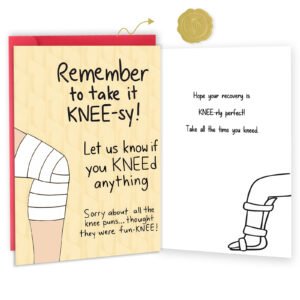 Funny Get Well Soon Knee Card for Friends, Humor Speedy Surgery Recovery Gifts for Women Men, After Knee Surgery Card Gift for Him Her
