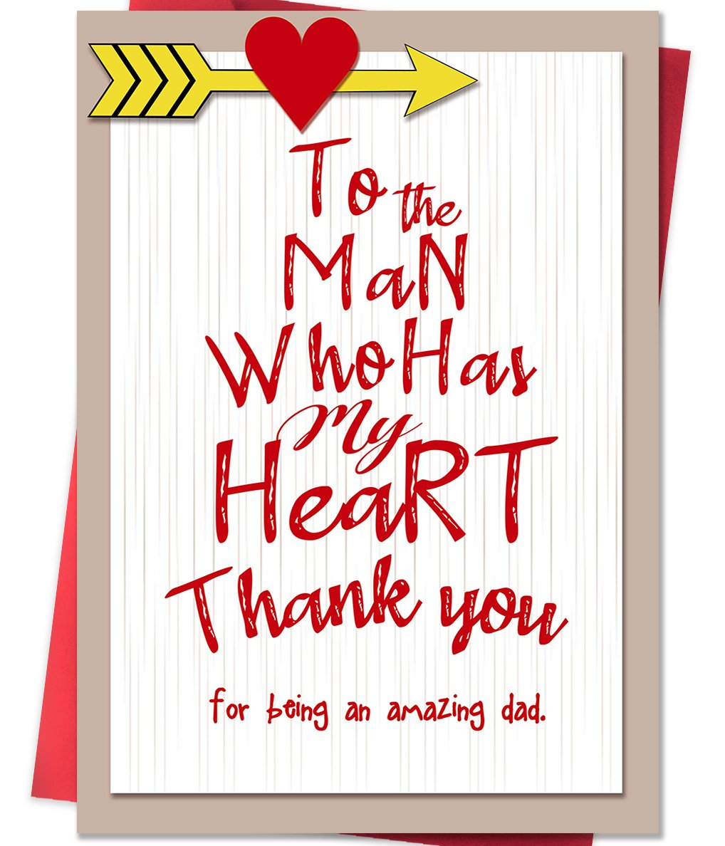 Beixian Funny Father's Day Card for Dad, Sweet Fathers Day Card Gifts for Husband from Wife, To the Man Who Has My Heart, Thank You for Being an Amazing Dad