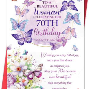 Beixian Funny 70th Birthday Card Gifts for Women, Happy 70th Birthday Decorations for Mom, Cool Bday Gifts for 70 Year Old Woman 8x5.3 Inches, Double Sided