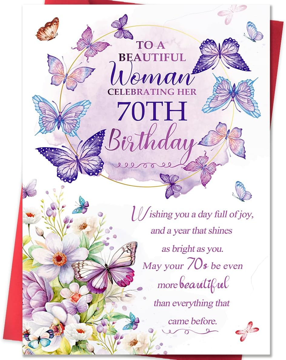 Beixian Funny 70th Birthday Card Gifts for Women, Happy 70th Birthday Decorations for Mom, Cool Bday Gifts for 70 Year Old Woman 8x5.3 Inches, Double Sided