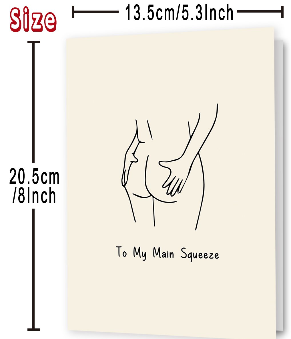 Funny Anniversary Card for Boyfriend, Girlfriend, Husband or Wife, Valentines Day Card for Him– “To My Main Squeeze” Romantic Naughty Love Card - Image 4