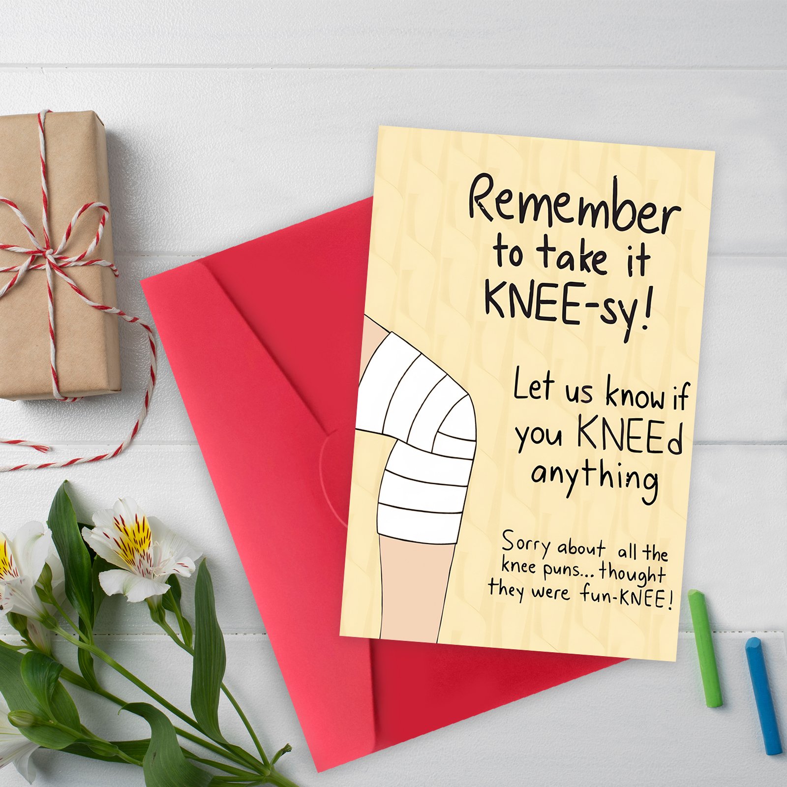 Funny Get Well Soon Knee Card for Friends, Humor Speedy Surgery Recovery Gifts for Women Men, After Knee Surgery Card Gift for Him Her - Image 2