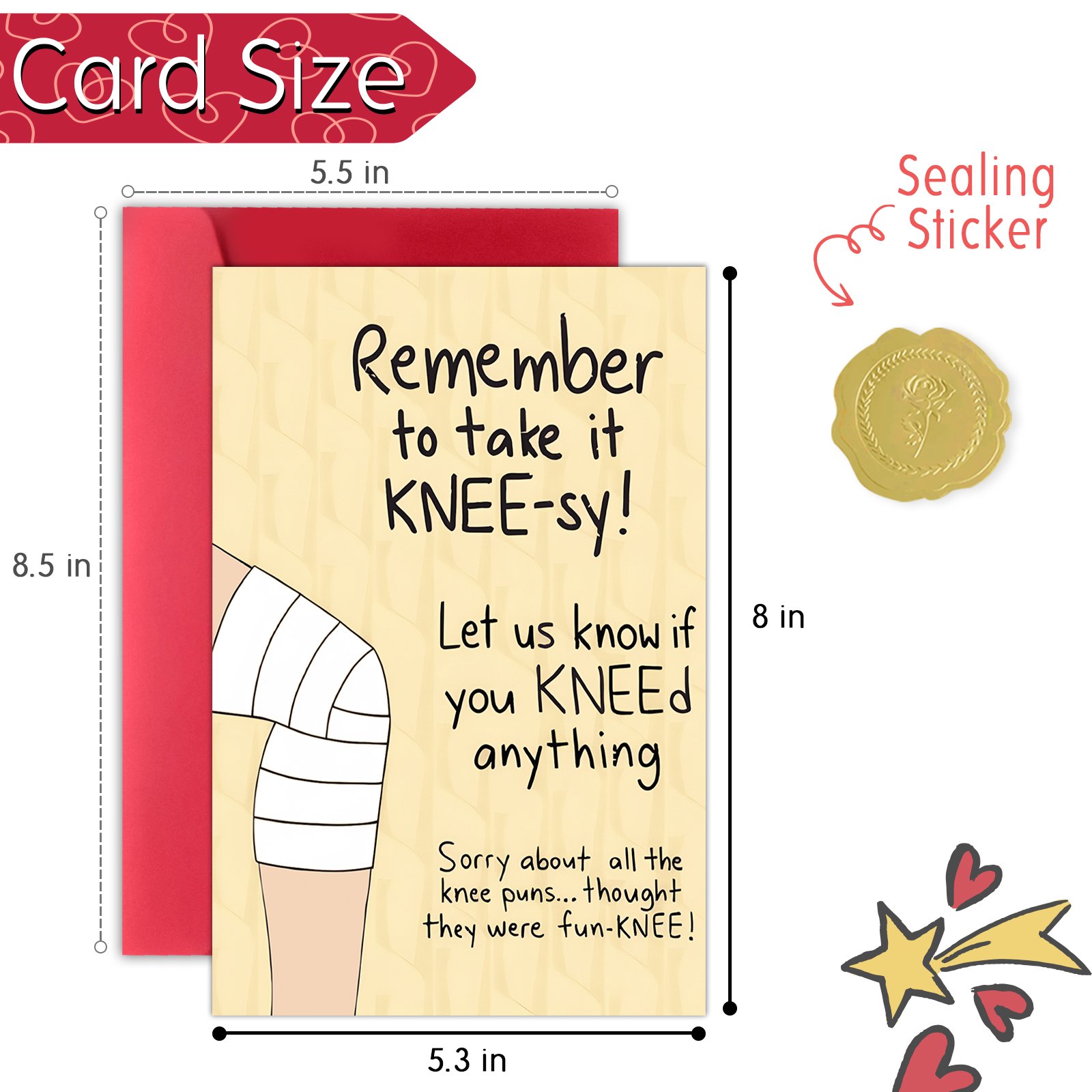 Funny Get Well Soon Knee Card for Friends, Humor Speedy Surgery Recovery Gifts for Women Men, After Knee Surgery Card Gift for Him Her - Image 4