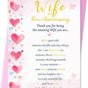 Beixian Anniversary Cards for Wife, Happy Wedding Anniversary Card Gift for Wife from Husband 8x5.3 Inches, Double Sided, with Matching Pink Envelope