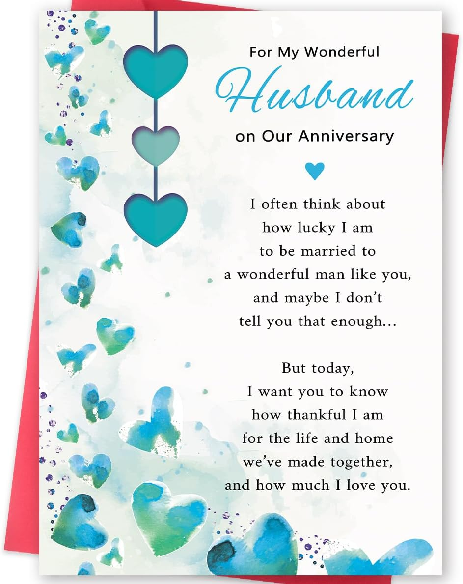 Missonemi Husband Anniversary Card, Wedding Anniversary Card Gift for Husband, Sweet Anniversary Cards Gifts from Wife