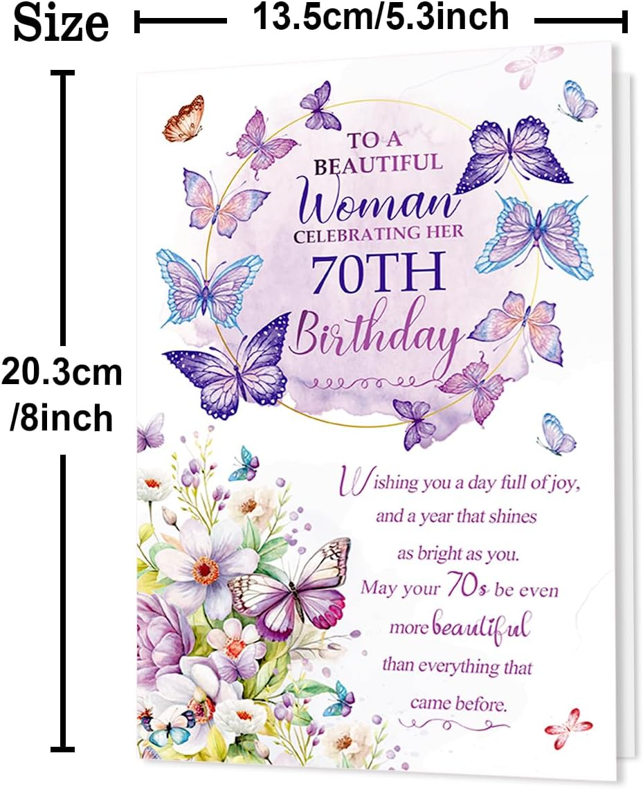 Beixian Funny 70th Birthday Card Gifts for Women, Happy 70th Birthday Decorations for Mom, Cool Bday Gifts for 70 Year Old Woman 8x5.3 Inches, Double Sided - Image 4