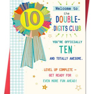 Beixian Funny 10th Birthday Card, Happy 10th Birthday Decorations for Boys Girls, Sweet 10 Year Old Birthday Gifts for Son Daughter