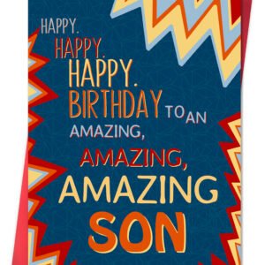 Beixian Son Birthday Card, To My Son Birthday Card Gifts from Mom Dad,Gifts for Adult Sons Gift Ideas 8x5.3 Inches, Double Sided