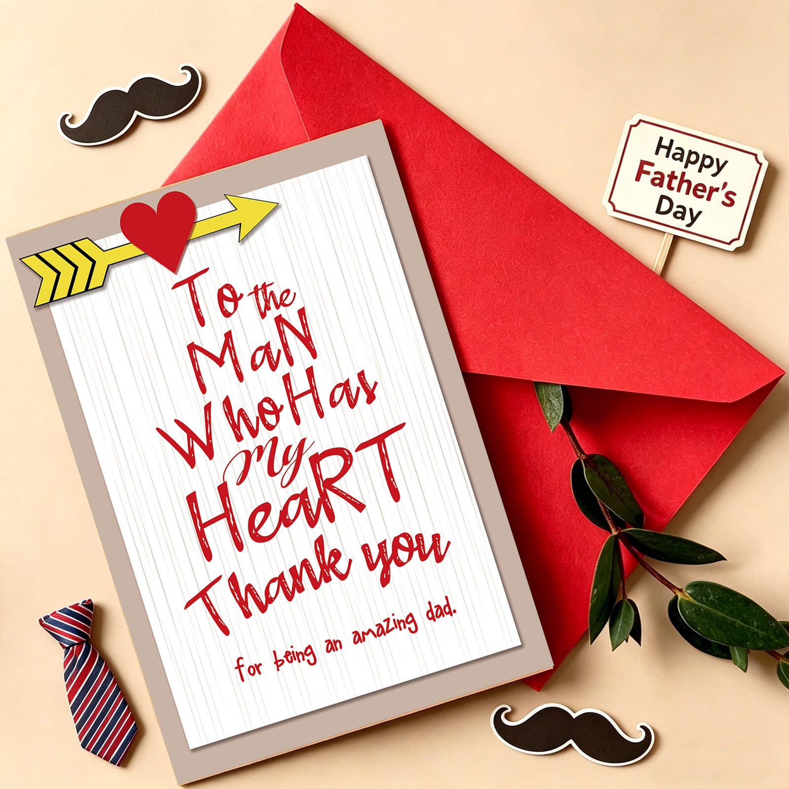 Beixian Funny Father's Day Card for Dad, Sweet Fathers Day Card Gifts for Husband from Wife, To the Man Who Has My Heart, Thank You for Being an Amazing Dad - Image 8