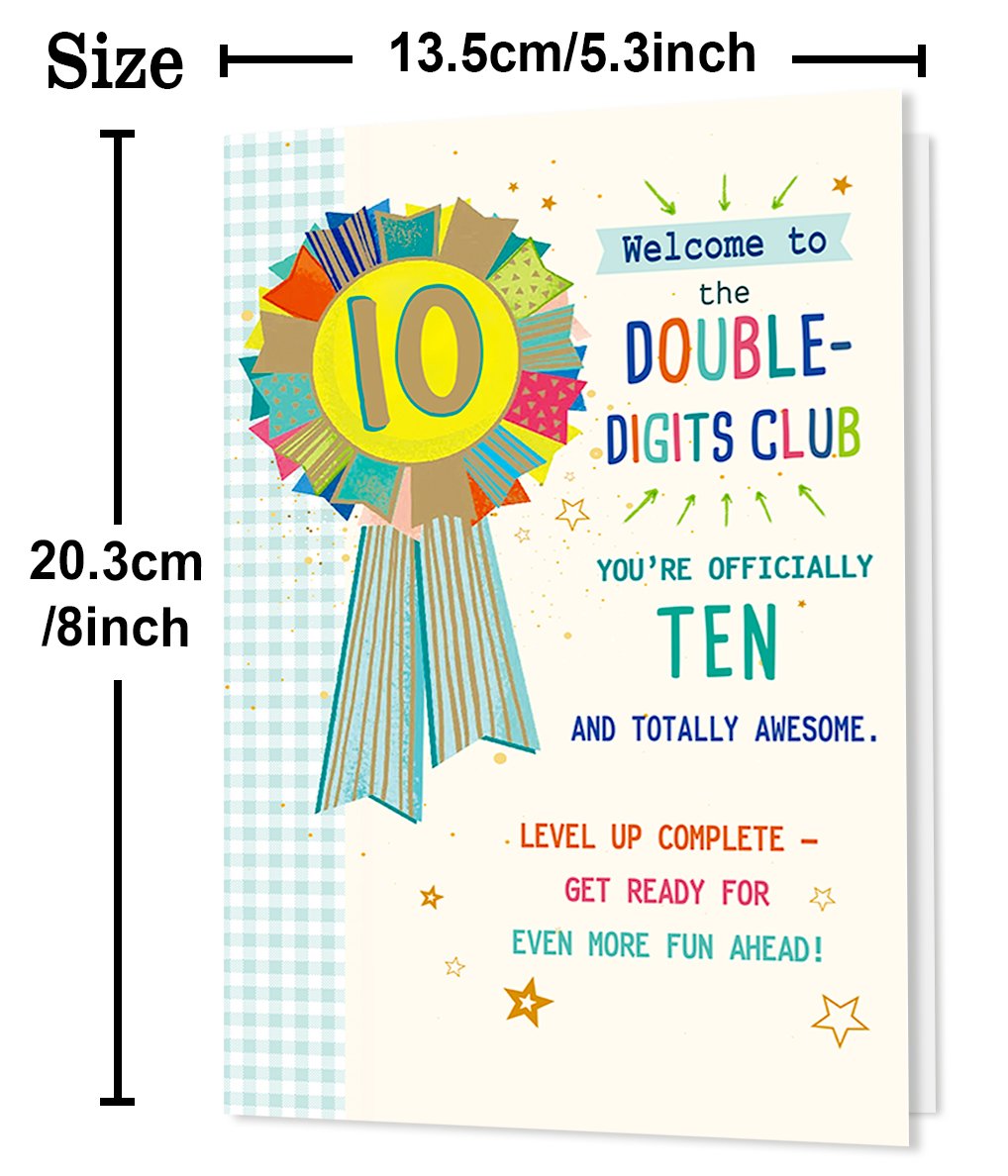 Beixian Funny 10th Birthday Card, Happy 10th Birthday Decorations for Boys Girls, Sweet 10 Year Old Birthday Gifts for Son Daughter - Image 3