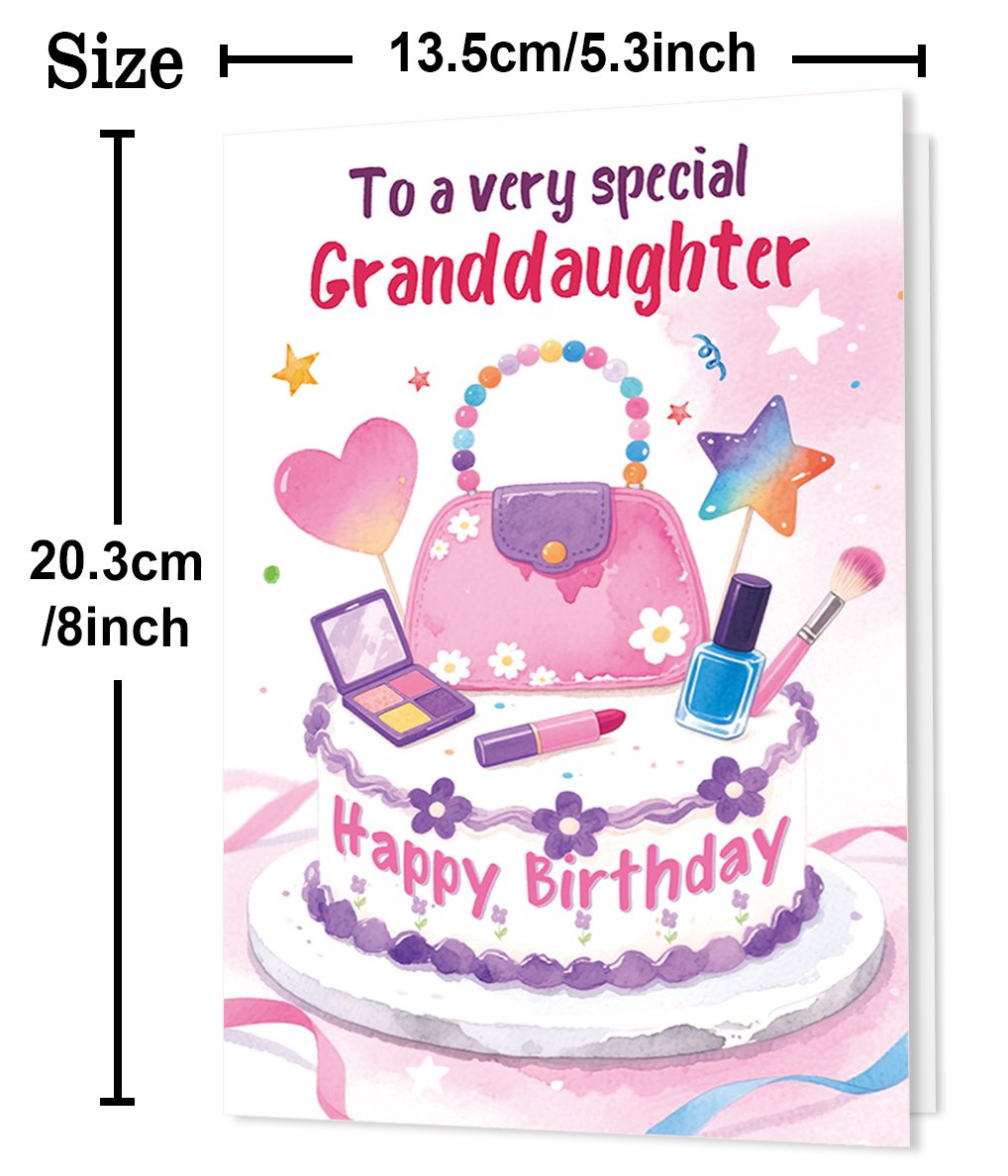 Beixian Granddaughter Birthday Card, Funny Birthday Card Gifts for Granddaughter from Grandma Grandpa-8x5.3 Inches, Double-Sided - Image 3