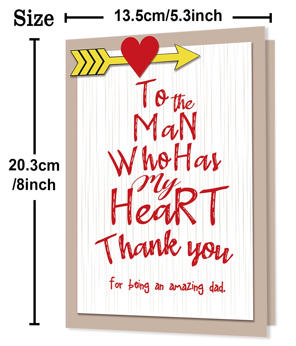 Beixian Funny Father's Day Card for Dad, Sweet Fathers Day Card Gifts for Husband from Wife, To the Man Who Has My Heart, Thank You for Being an Amazing Dad - Image 3