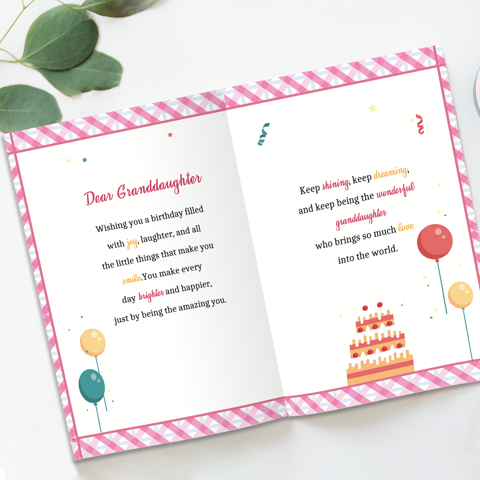 Beixian Granddaughter Birthday Card, Funny Birthday Card Gifts for Granddaughter from Grandma Grandpa-8x5.3 Inches, Double-Sided - Image 5