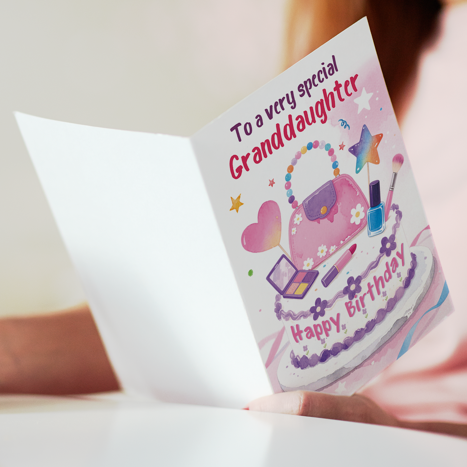 Beixian Granddaughter Birthday Card, Funny Birthday Card Gifts for Granddaughter from Grandma Grandpa-8x5.3 Inches, Double-Sided - Image 4