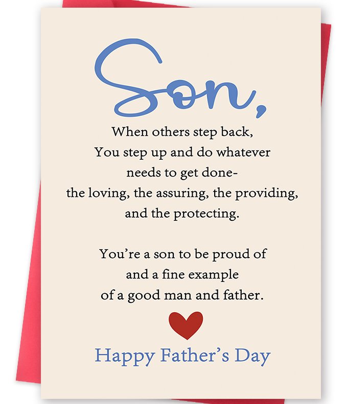 Fathers Day Card for Son, Happy Father's Day Son Card, Fathers Day Gift for Men, Heartfelt Greeting Card for a Good Men and Father, Proud Parent Card