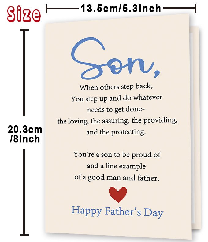 Fathers Day Card for Son, Happy Father's Day Son Card, Fathers Day Gift for Men, Heartfelt Greeting Card for a Good Men and Father, Proud Parent Card - Image 4