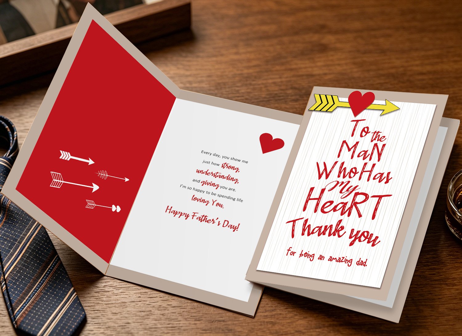 Beixian Funny Father's Day Card for Dad, Sweet Fathers Day Card Gifts for Husband from Wife, To the Man Who Has My Heart, Thank You for Being an Amazing Dad - Image 5