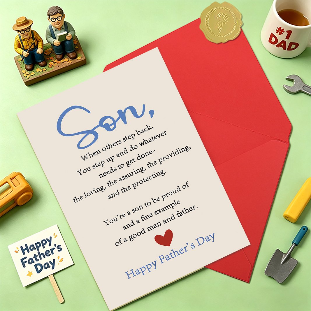 Fathers Day Card for Son, Happy Father's Day Son Card, Fathers Day Gift for Men, Heartfelt Greeting Card for a Good Men and Father, Proud Parent Card - Image 6