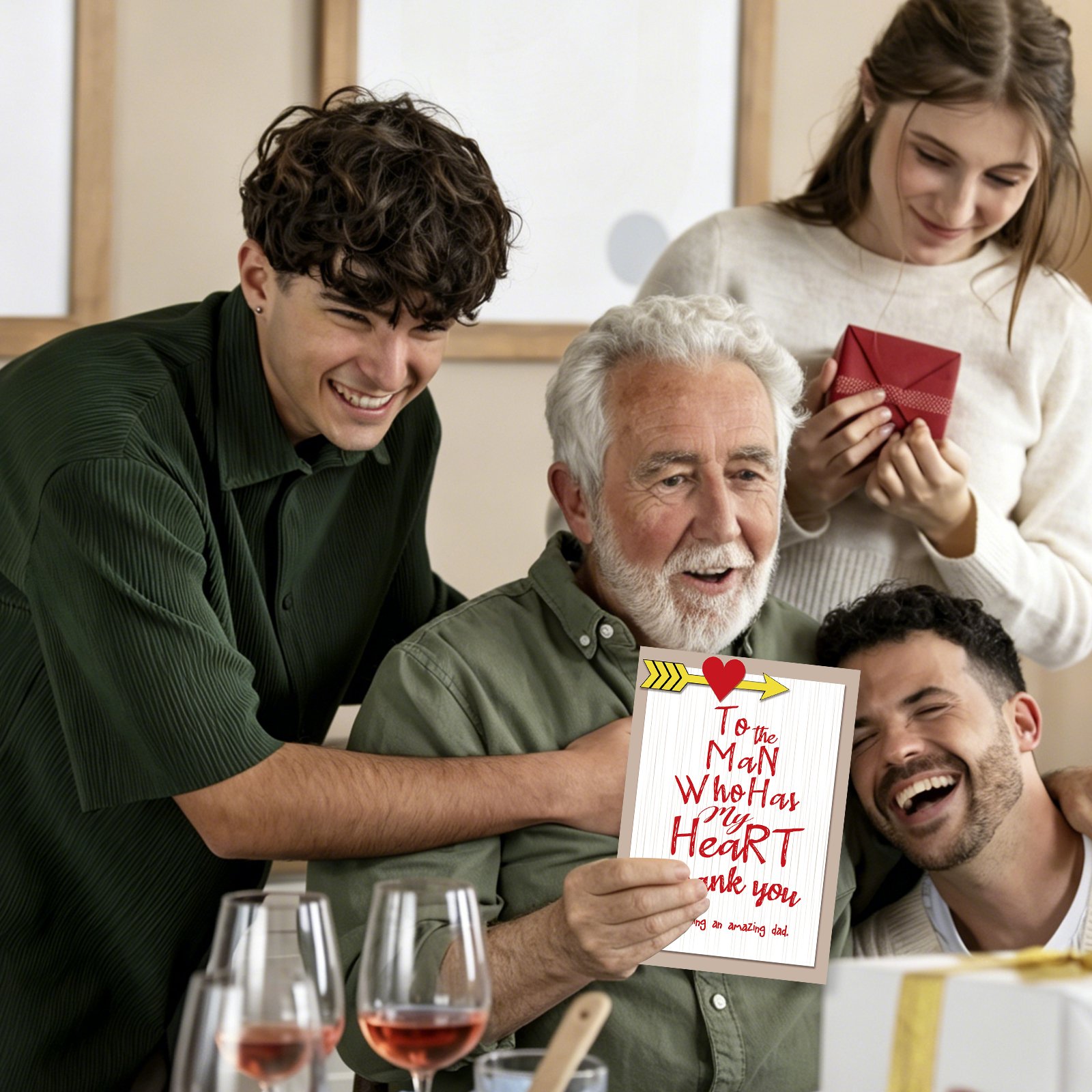 Beixian Funny Father's Day Card for Dad, Sweet Fathers Day Card Gifts for Husband from Wife, To the Man Who Has My Heart, Thank You for Being an Amazing Dad - Image 7