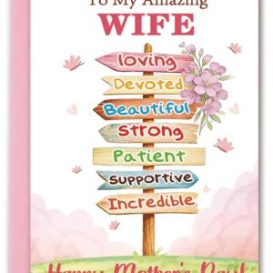 Mothers Day Card for Wife, Happy Wife Mother's Day Cards Gifts from Husband