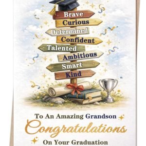 Graduation Card for Grandson, Congrats Grad Grandson Gifts Card for High School, College, University, 2026 Graduation Party