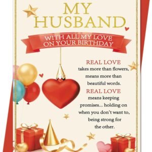Husband Birthday Card, Romantic Husband Birthday Gifts Decorations for Him Men from Wife