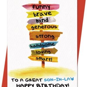 Son in Law Birthday Card, Birthday Card for Him Men, Happy Birthday to A Great Son-in-Law