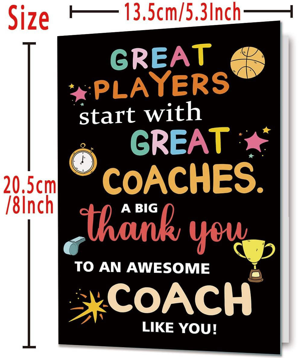 Thank You Coach Card for Men Women, Basketball Baseball Volleyball Pool Football Coach Appreciation Gifts, Great Players Start With Great Coaches - Image 5