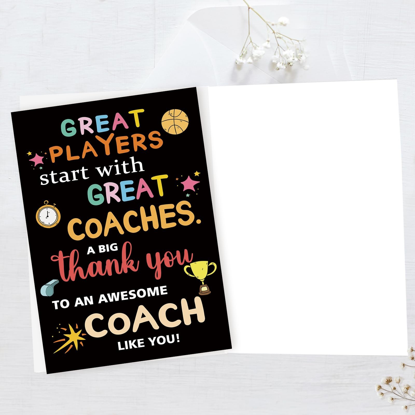 Thank You Coach Card for Men Women, Basketball Baseball Volleyball Pool Football Coach Appreciation Gifts, Great Players Start With Great Coaches - Image 4